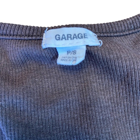 Garage Shirt Womens Small Ribbed Long Sleeve V Neck Crop Top Brown - Picture 7 of 8